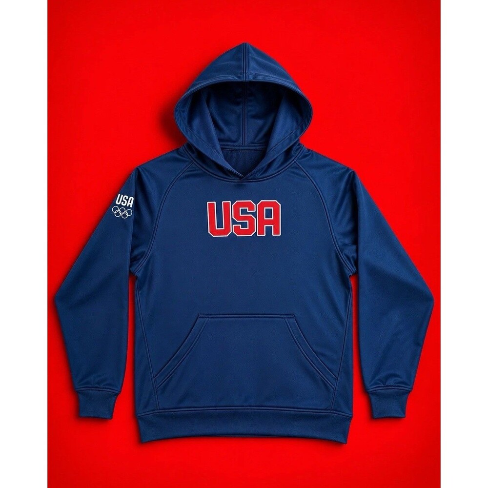 Team USA Olympic Games Youth L 14/16 Navy Polyester Pullover Hoodie 2011
